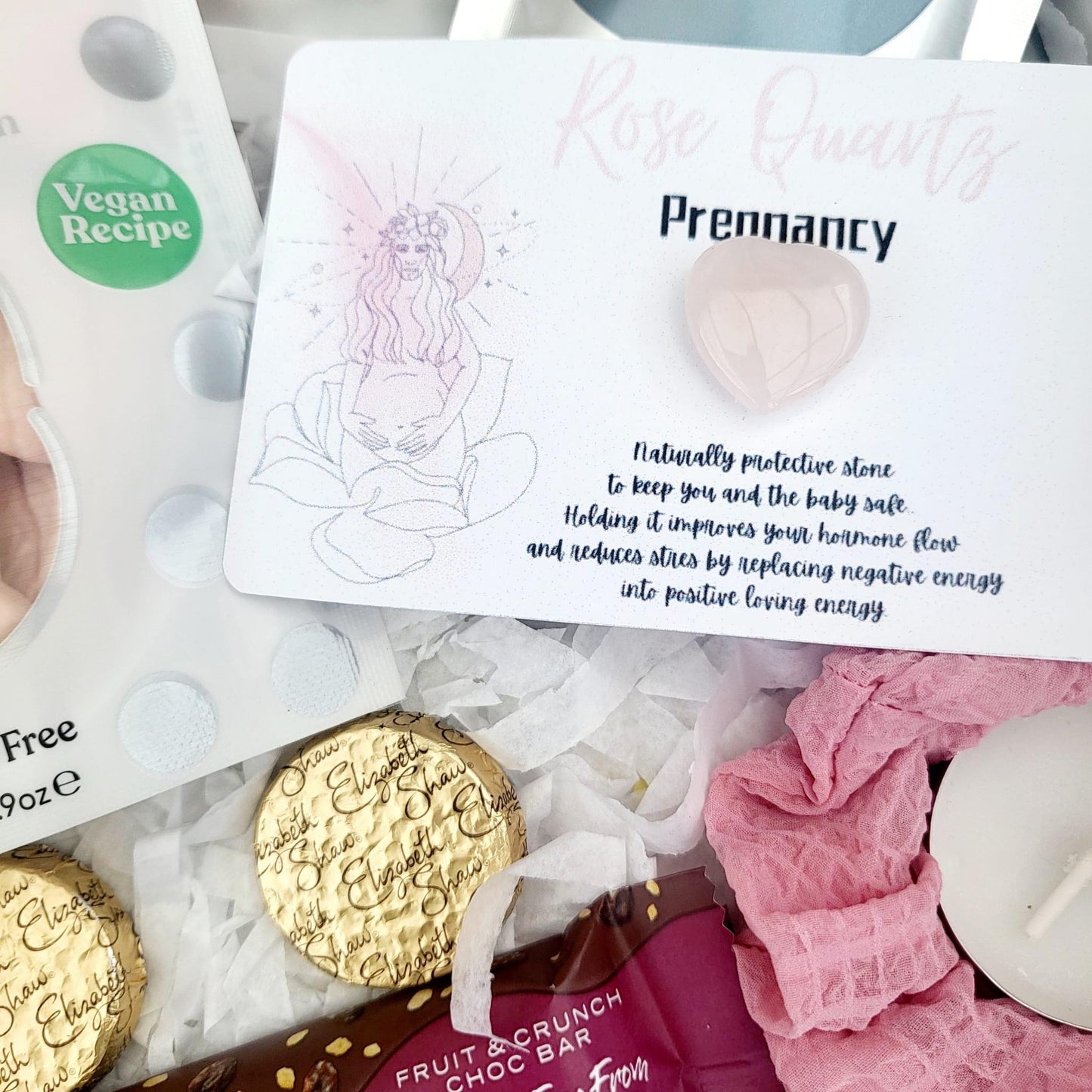 Mini Vegan Pregnancy Spa Gift Box: Mum to Be Pamper Hamper with Rose Quartz