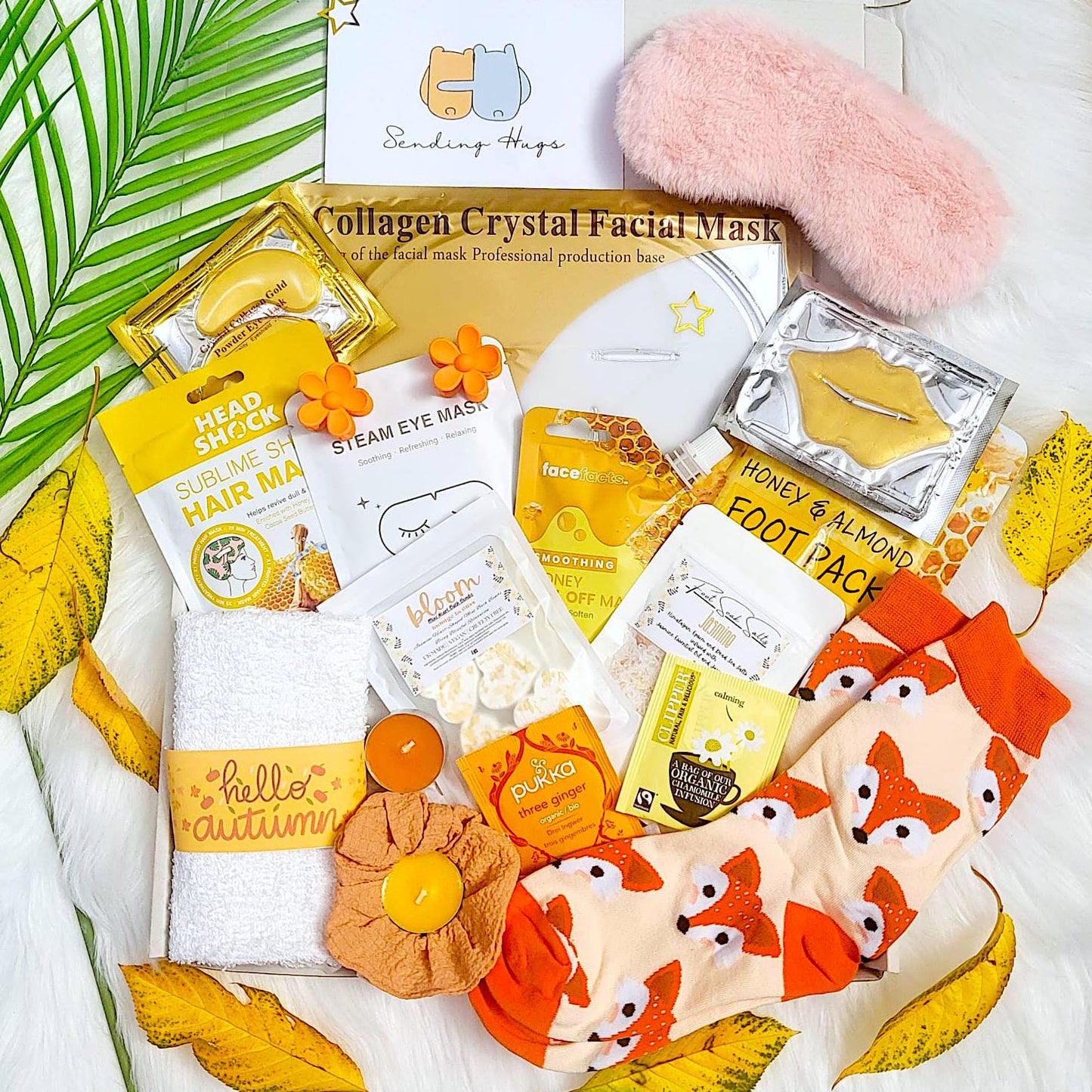 Autumn Spa Gift Box: Cozy Pamper Hamper with Fox Socks