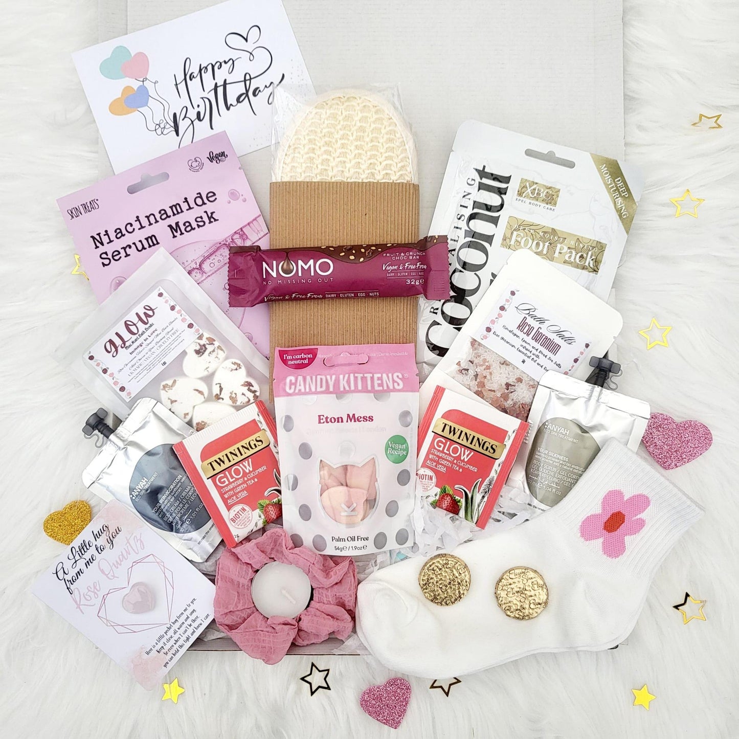 Vegan Spa Gift Box: Rose Pamper Hamper, Birthday, Sending Hugs