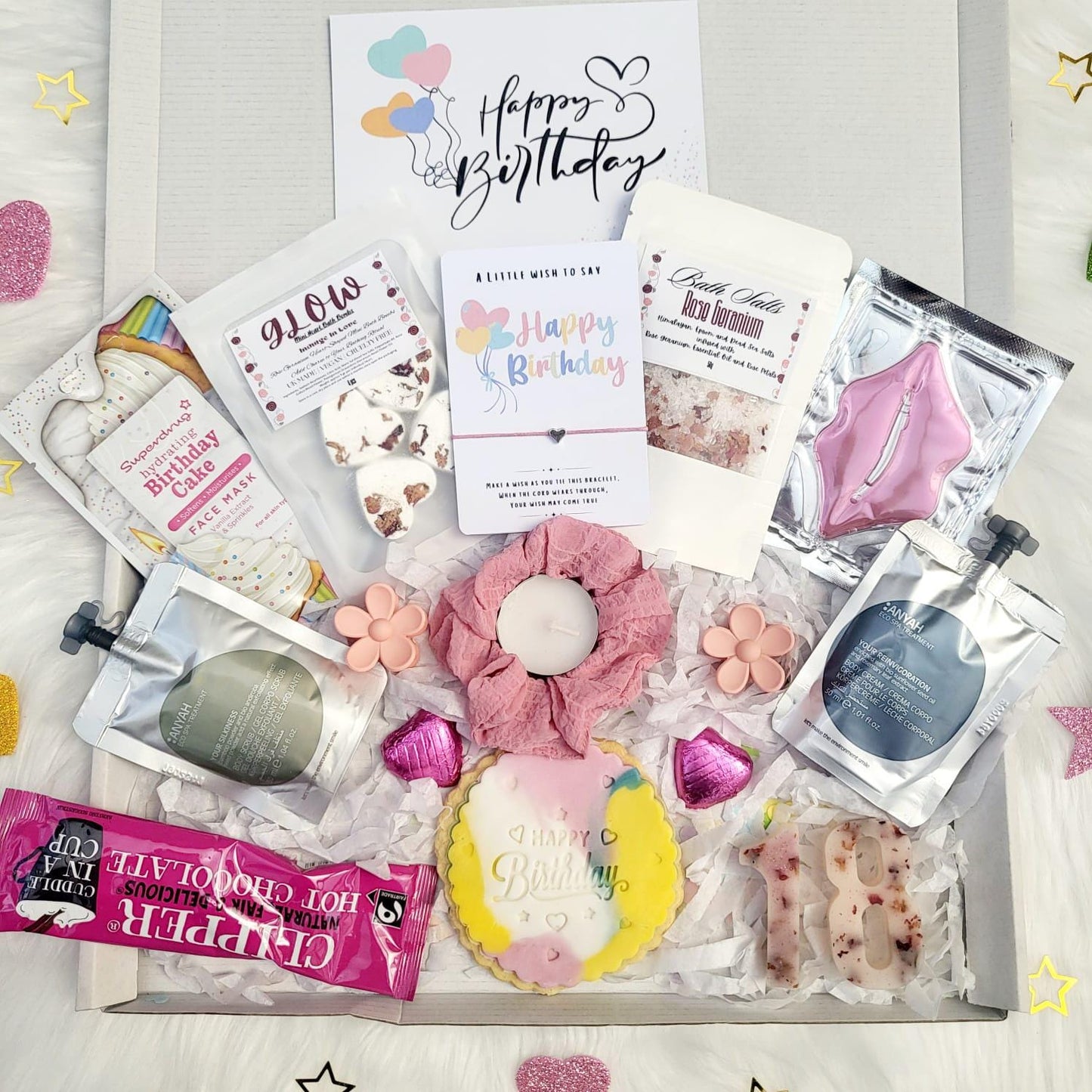 Personalized 18th Birthday Spa Gift Box: Pamper Hamper with Treats & Number Wax Melts