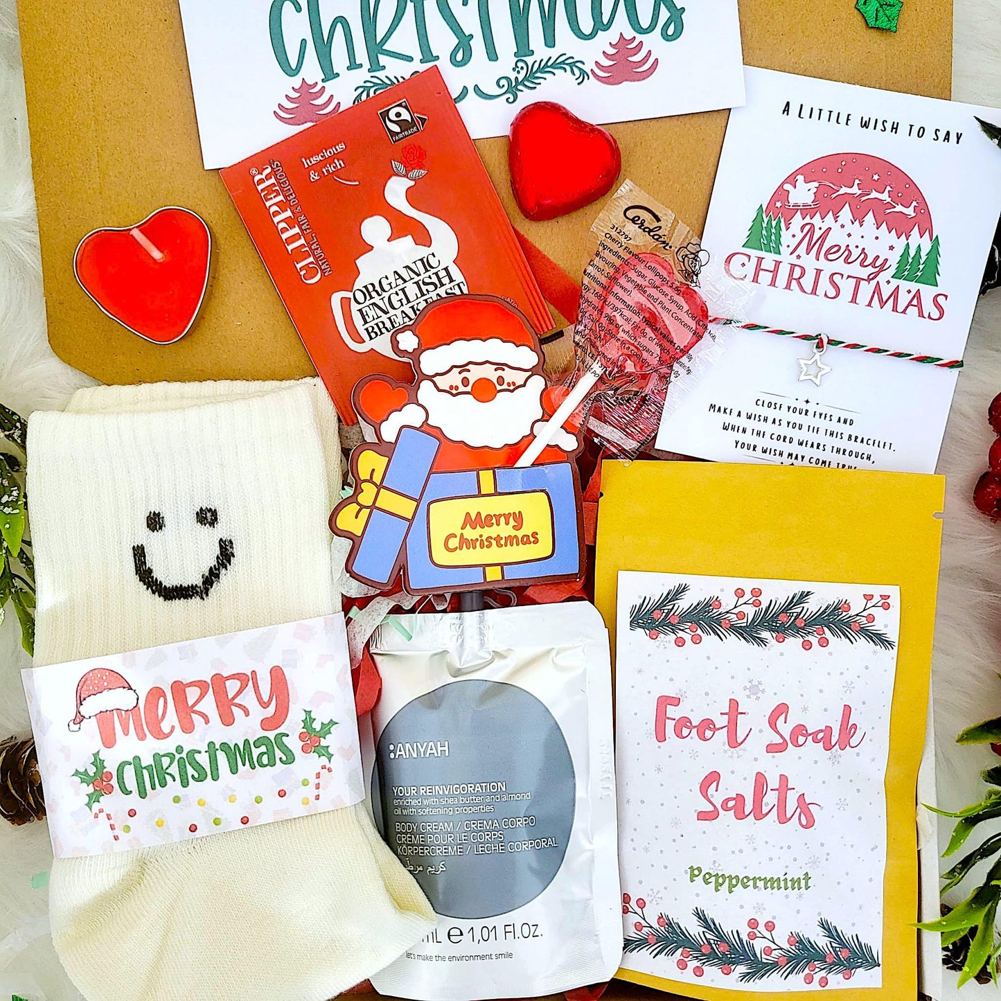 Secret Santa Gift, Mini Christmas Hamper, Christmas Socks Gift Box, Christmas Eve Spa Gift, Christmas Hug in a Box, Christmas Socks
