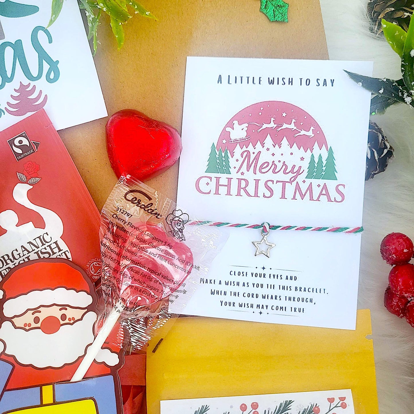 Mini Christmas Hamper, Matching Pom Pom Socks Christmas Spa Gift for Her and Him, Christmas Treats Gift Box, Christmas Hug in a Box,