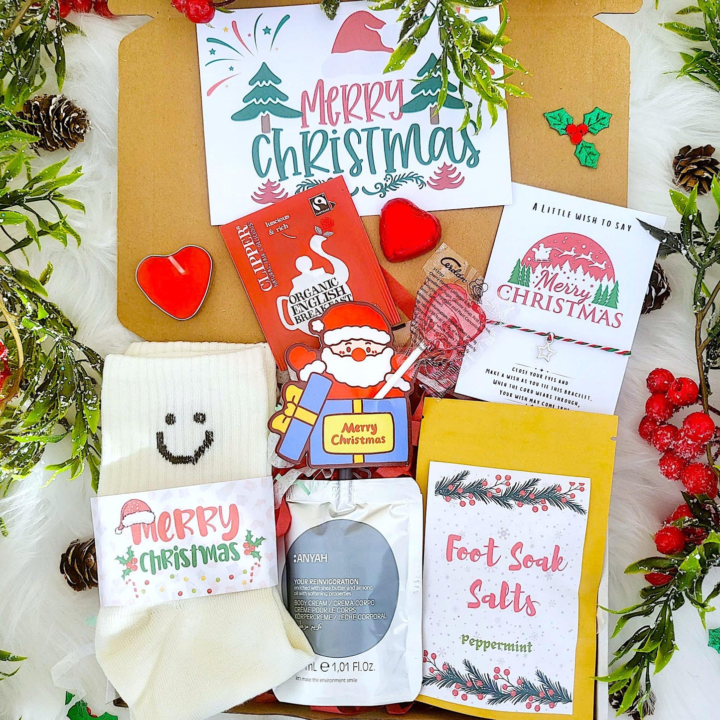 Secret Santa Gift, Mini Christmas Hamper, Christmas Socks Gift Box, Christmas Eve Spa Gift, Christmas Hug in a Box, Christmas Socks