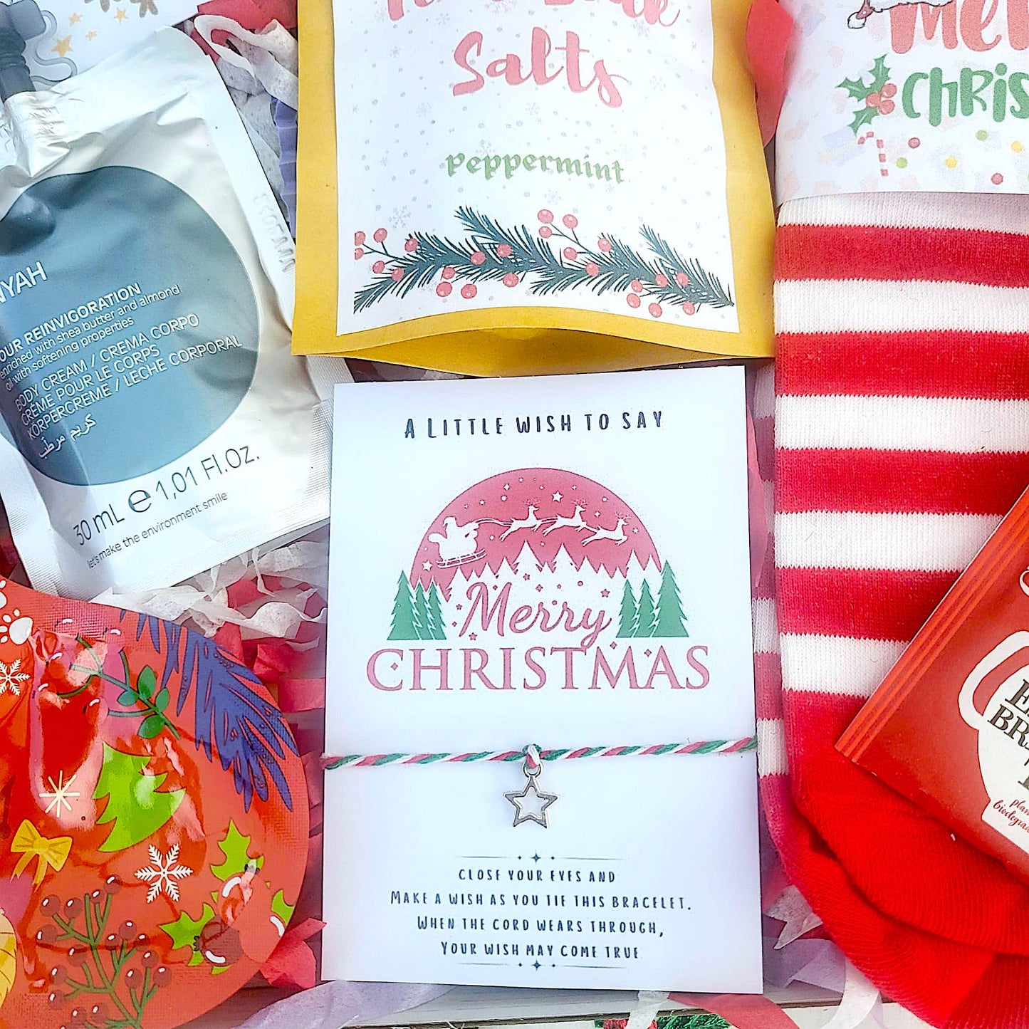 Secret Santa Cosy CHRISTMAS HAMPER, Christmas Spa Gift Box, Christmas Treats Gift Box, Christmas Hug in a Box, Christmas Socks Spa Gift Box