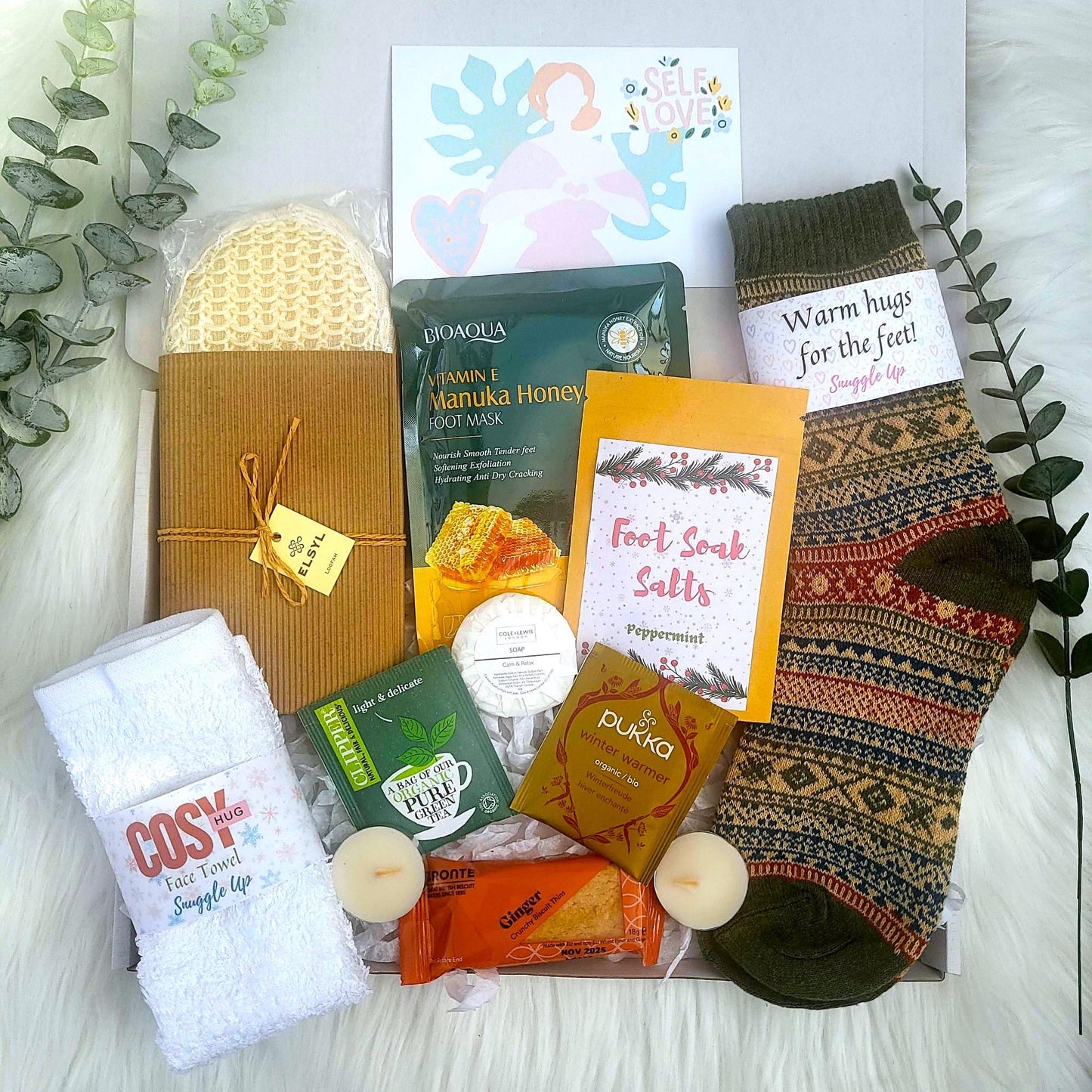 Cozy Night In Pamper Hamper: Hygge Gift Box, Sending Hugs, Get Well Soon