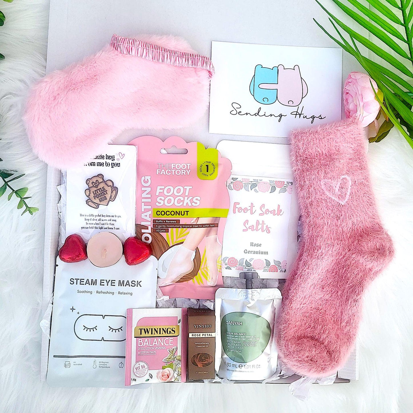 Hug in a Box Gift: Birthday, Pick Me Up, Thinking of You, Pink Pamper Hamper