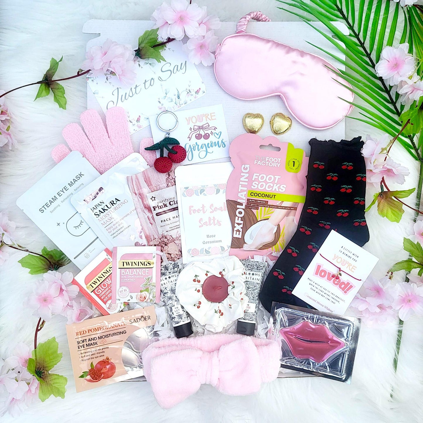 Cherry Sweet Pamper Hamper: Self-Care Package - Hug in a Box - Pink Spa Gift Set