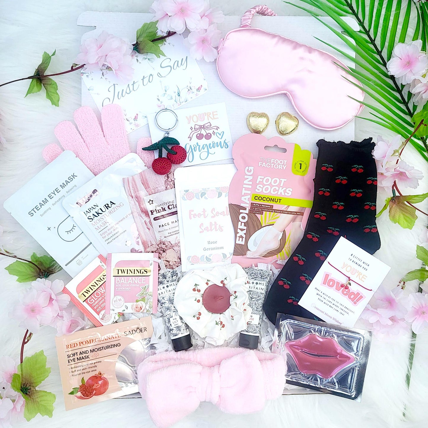 Cherry Sweet Pamper Hamper: Self-Care Package - Hug in a Box - Pink Spa Gift Set
