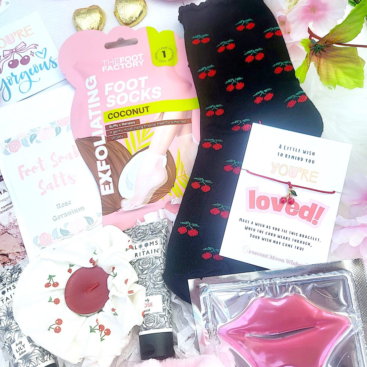 Cherry Sweet Pamper Hamper: Self-Care Package - Hug in a Box - Pink Spa Gift Set