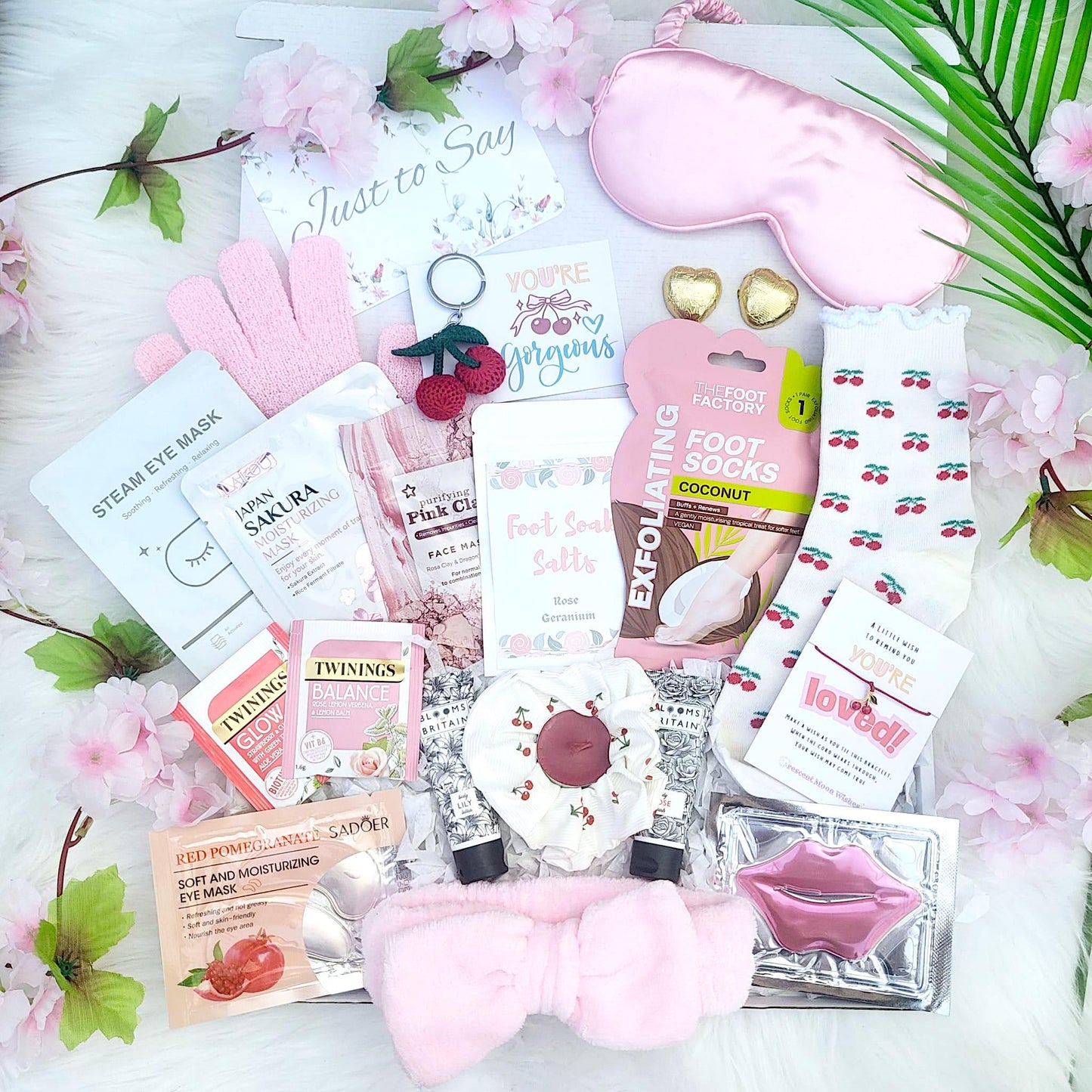 Cherry Sweet Spa Gift Box: Self-Care Package - Hug in a Box - Birthday Pamper Hamper