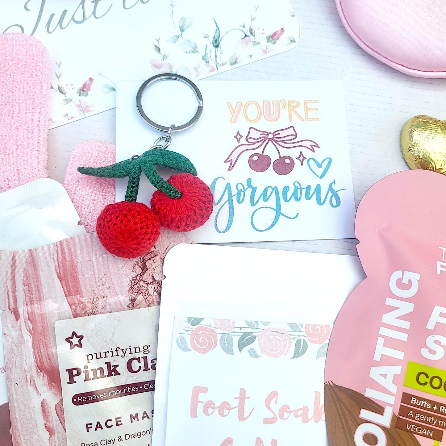 Cherry Sweet Pamper Hamper: Self-Care Package - Hug in a Box - Pink Spa Gift Set