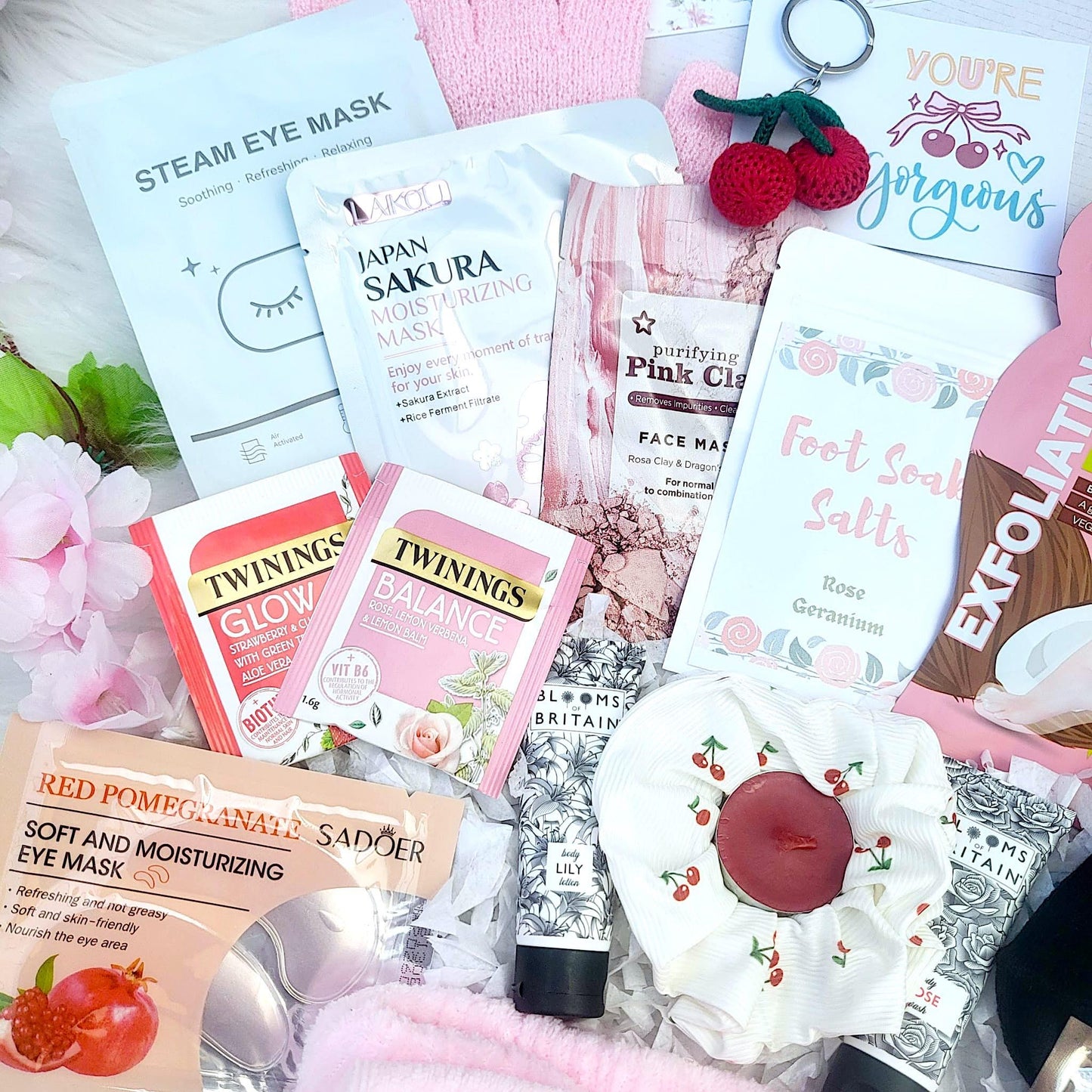 Cherry Sweet Pamper Hamper: Self-Care Package - Hug in a Box - Pink Spa Gift Set