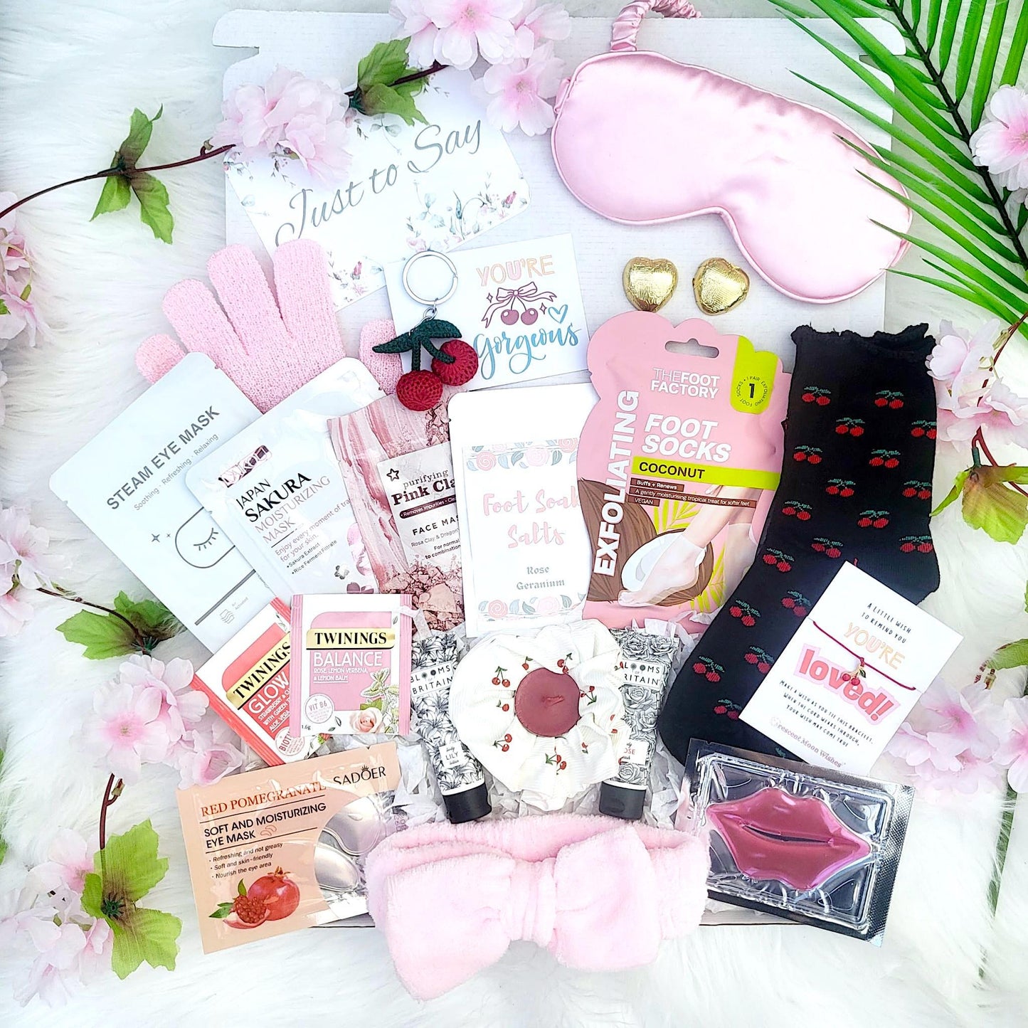 Cherry Sweet Pamper Hamper: Self-Care Package - Hug in a Box - Pink Spa Gift Set