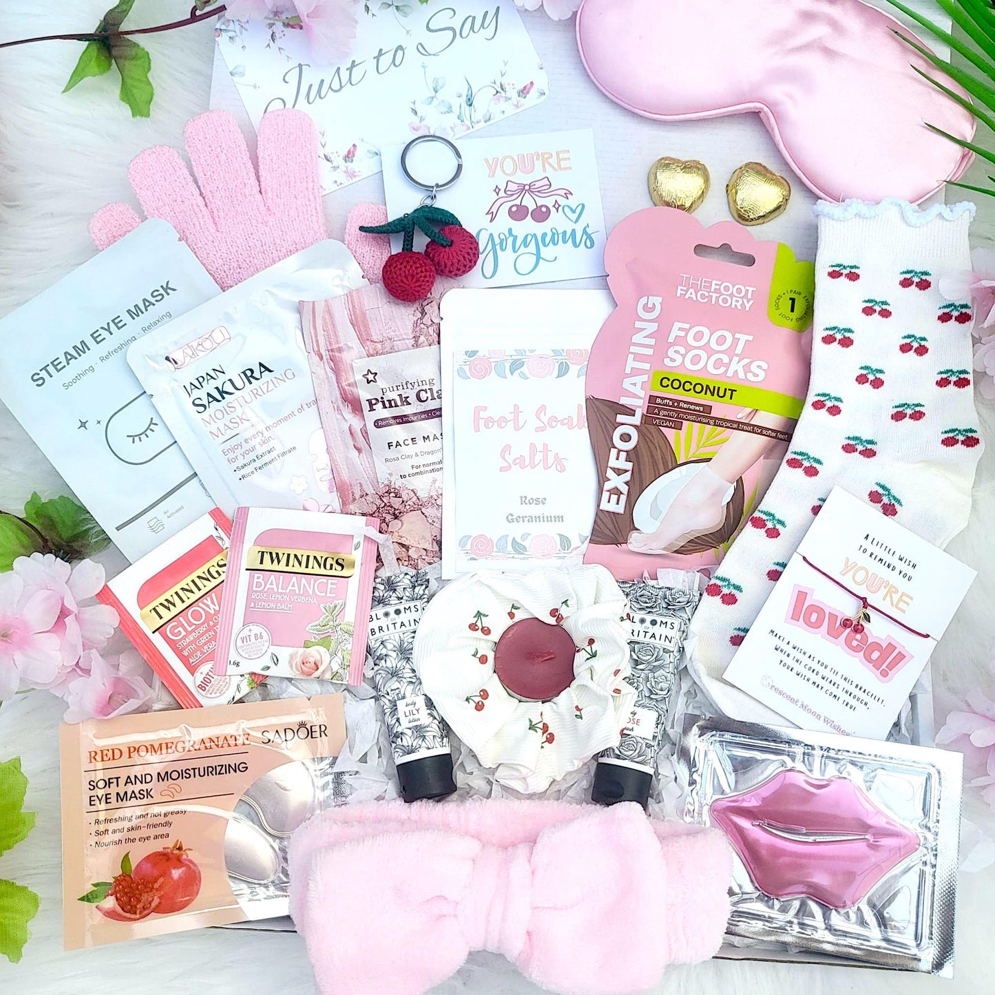 Cherry Sweet Spa Gift Box: Self-Care Package - Hug in a Box - Birthday Pamper Hamper