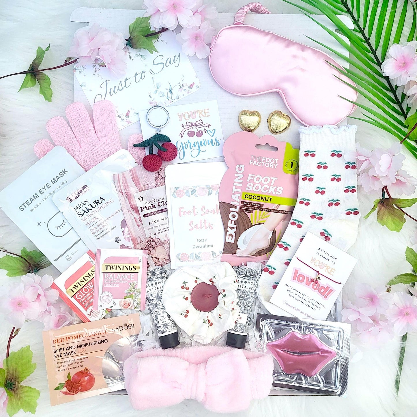 Cherry Sweet Spa Gift Box: Self-Care Package - Hug in a Box - Birthday Pamper Hamper