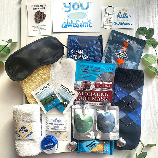 Men Birthday Spa Gift Box- Hug in a Box for Him - Men Self Care Package