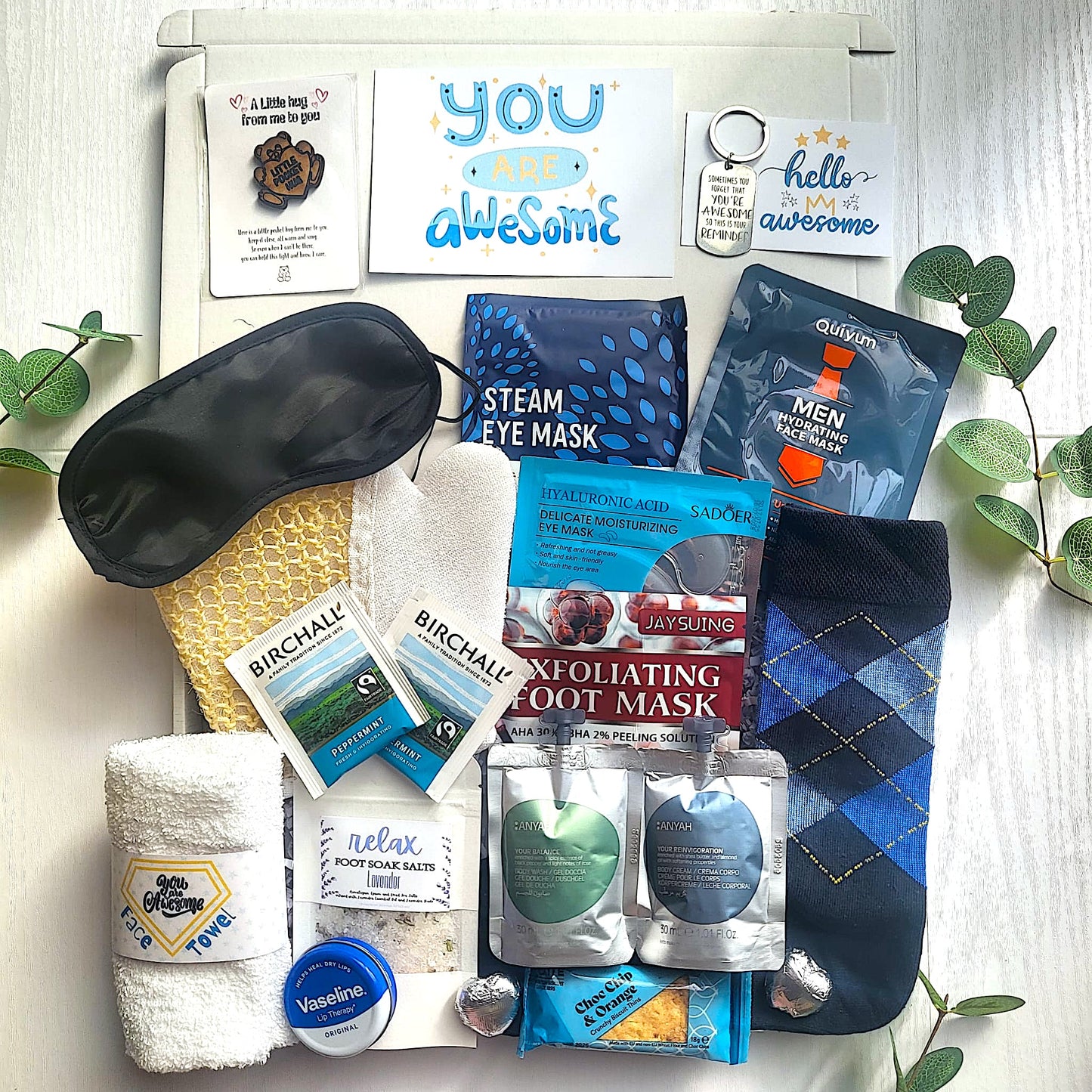 Men Birthday Spa Gift Box- Hug in a Box for Him - Men Self Care Package