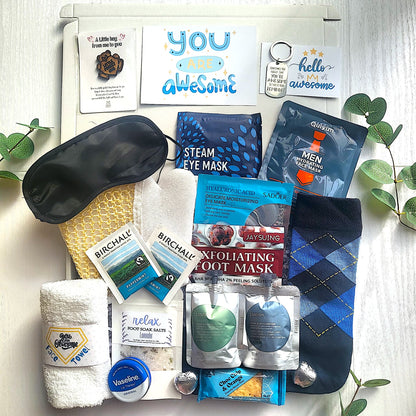 Men Birthday Spa Gift Box- Hug in a Box for Him - Men Self Care Package