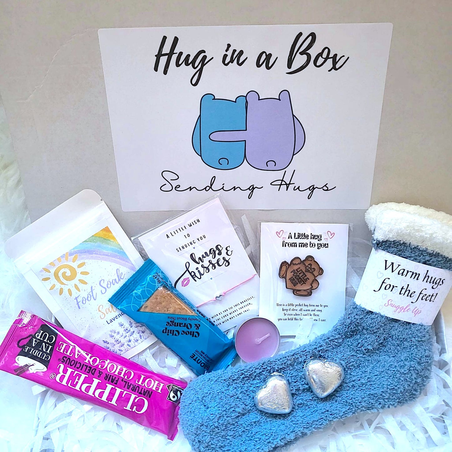 HUG IN A BOX - Sending Hugs Gift - Bear Spa Gift - Gift for Her - Get Well Soon - Birthday - Thinking of You - Best Friend - Pick Me Up Gift