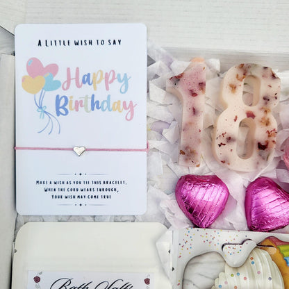 Personalized 18th Birthday Spa Gift Box: Pamper Hamper with Treats & Number Wax Melts