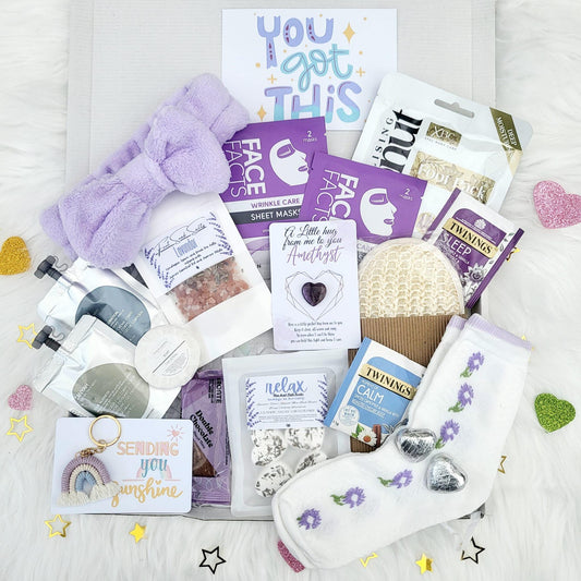 Chemotherapy Care Package: Get Well Soon, Pick Me Up, You Got This, Amethyst Hug