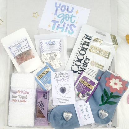 Recovery Pamper Hamper: Get Well Soon, Pick Me Up, You Got This, Amethyst Hug