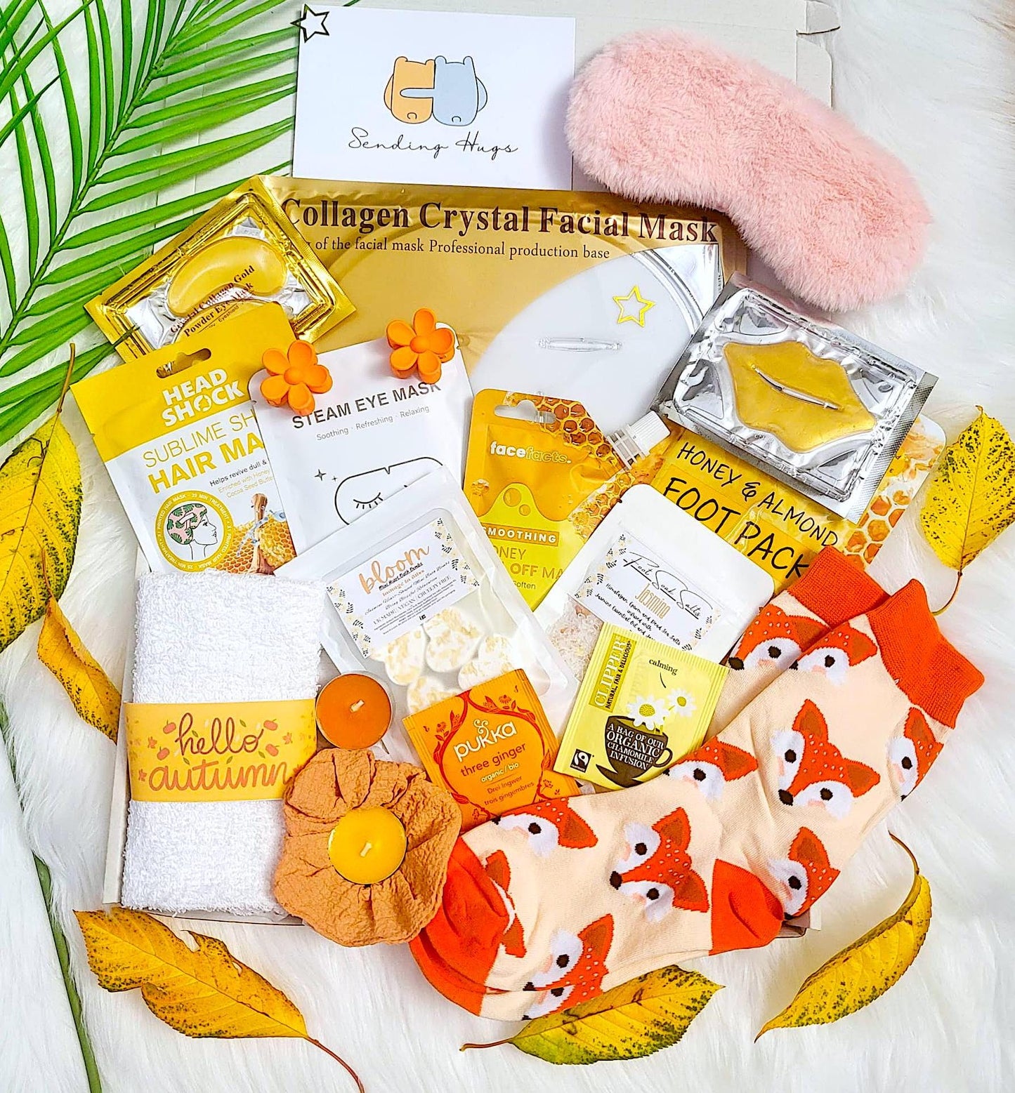 Autumn Spa Gift Box: Cozy Pamper Hamper with Fox Socks