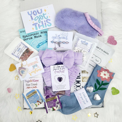 Recovery Pamper Hamper: Get Well Soon, Pick Me Up, You Got This, Amethyst Hug