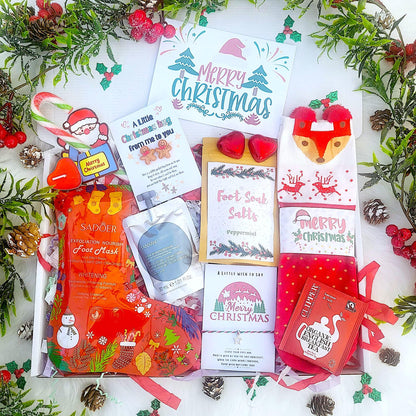Secret Santa Cosy CHRISTMAS HAMPER, Christmas Spa Gift Box, Christmas Treats Gift Box, Christmas Hug  in a Box, Christmas Socks Spa Gift Box