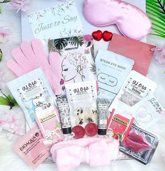 Ultimate Self-Care Birthday Gift Box: Rose Quartz Hug Pink Pamper Hamper