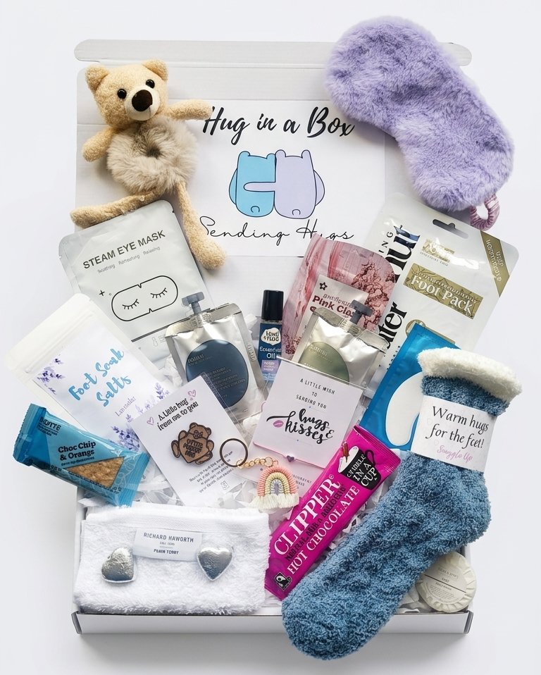 HUG IN A BOX - Sending Hugs Gift - Bear Spa Gift - Gift for Her - Get Well Soon - Birthday - Thinking of You - Best Friend - Pick Me Up Gift
