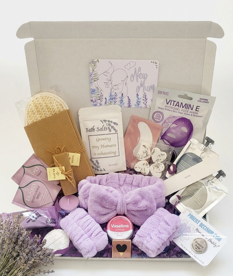 New Mum Spa Gift Box – Relaxing Pamper Hamper - Postpartum Care Package - Baby Shower