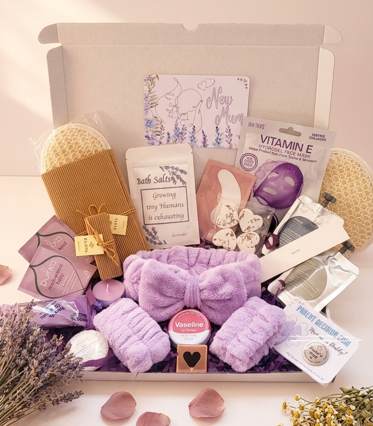 New Mum Spa Gift Box – Relaxing Pamper Hamper - Postpartum Care Package - Baby Shower