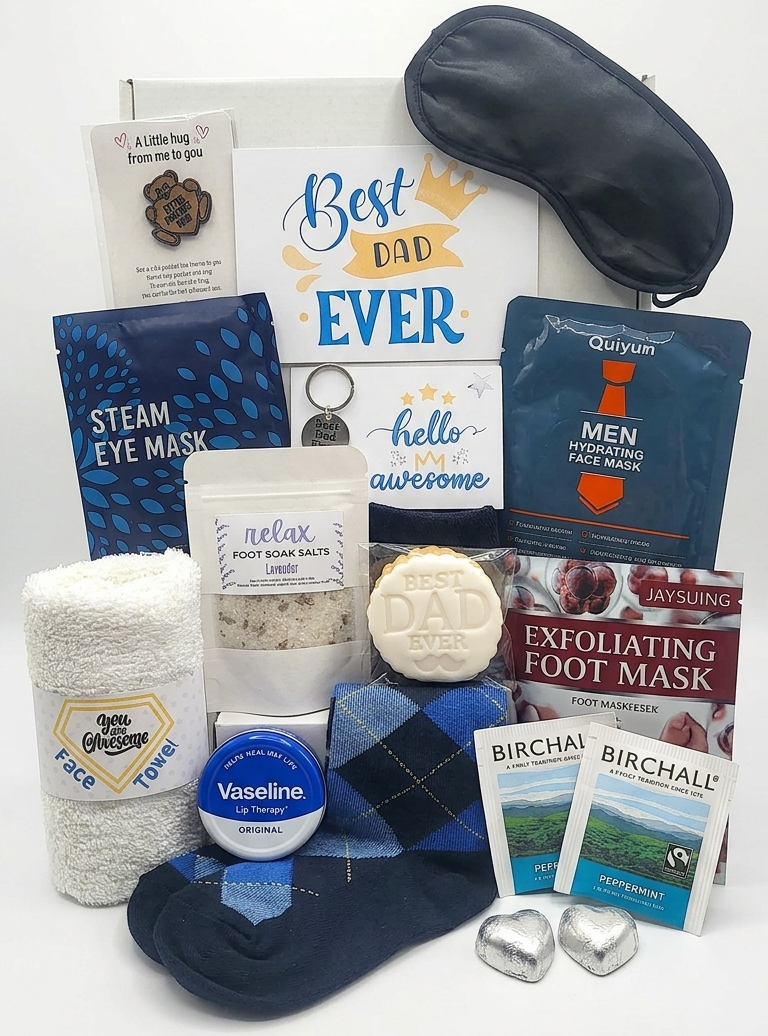 Best Dad Ever Spa Gift Box – Father’s Day Gift for Dad, Men’s Self Care Hamper, Relaxation Gift Set for Him, Pamper Box