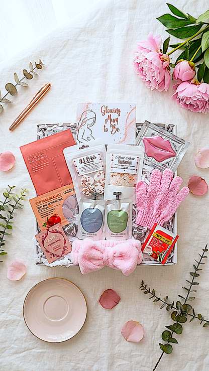 Glowing Mum-to-Be Spa Gift Box: Pregnancy Pamper Set, Rose Quartz Protection, Pregnancy Essentials