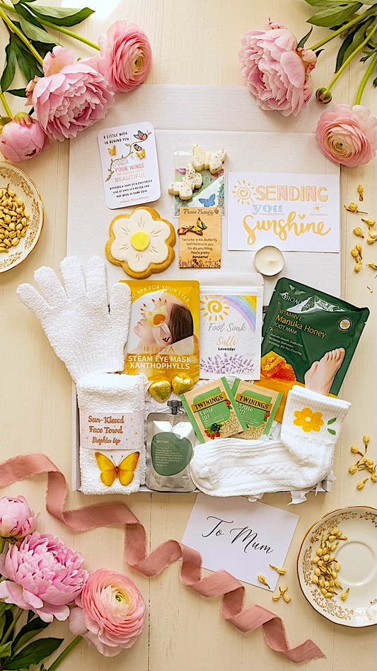 Yellow Butterfly Hug in a Box – Pamper Hamper - Hygge Spa Gift - Pick Me Up - You Got This - Self Care Package