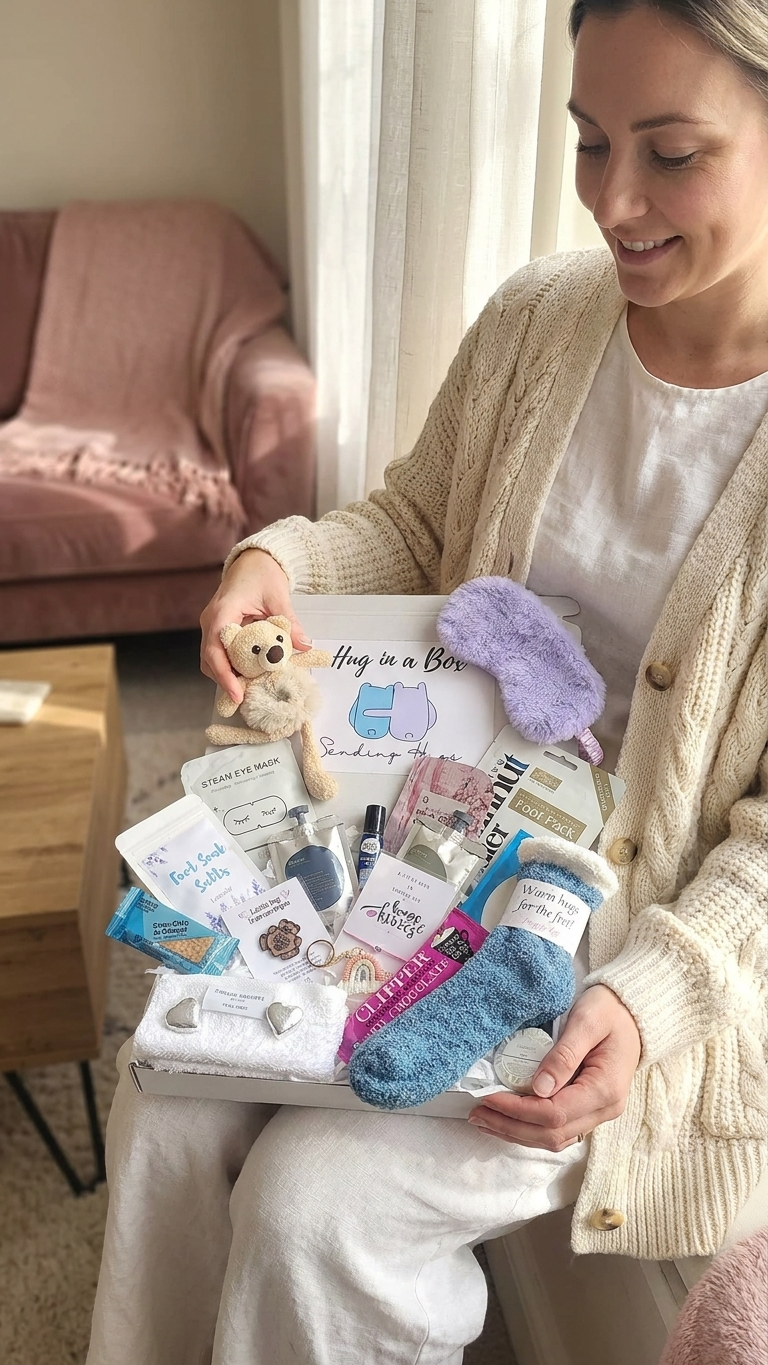 HUG IN A BOX - Sending Hugs Gift - Bear Spa Gift - Gift for Her - Get Well Soon - Birthday - Thinking of You - Best Friend - Pick Me Up Gift