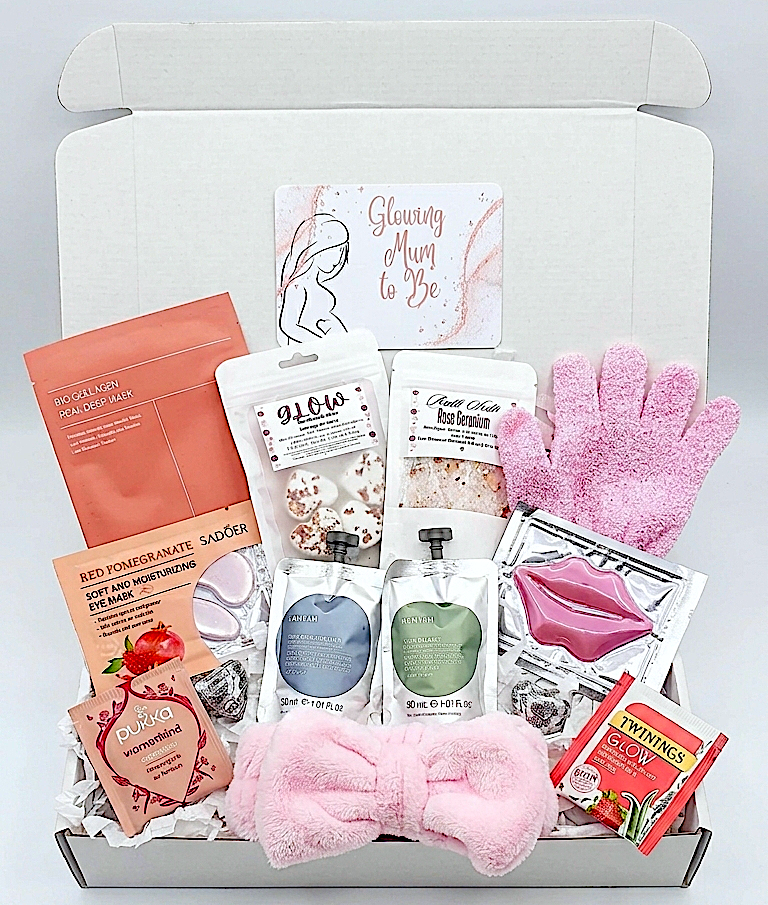 Glowing Mum-to-Be Spa Gift Box: Pregnancy Pamper Set, Rose Quartz Protection, Pregnancy Essentials