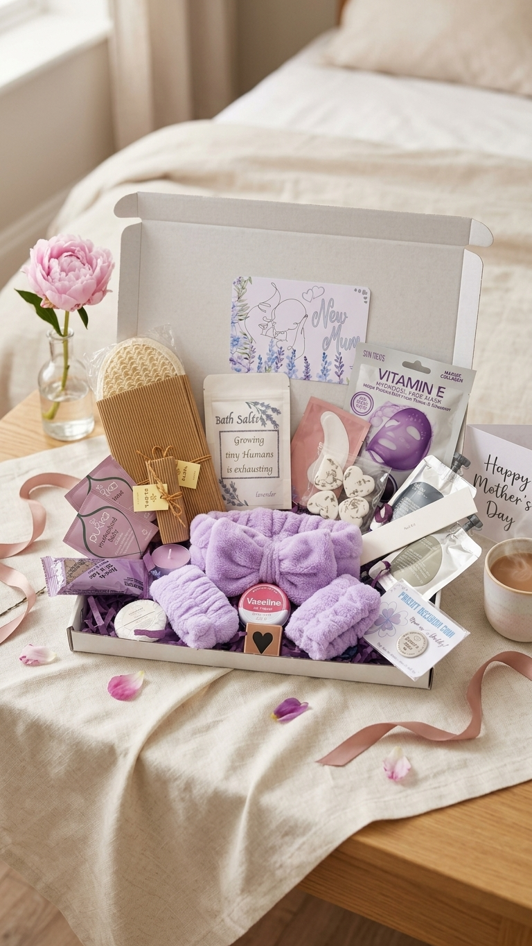 New Mum Spa Gift Box – Relaxing Pamper Hamper - Postpartum Care Package - Baby Shower