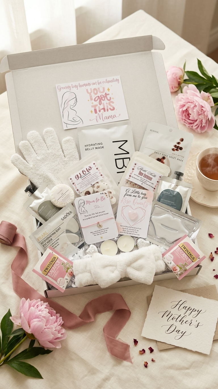 Luxury Pregnancy Spa Gift Box: Mum-to-Be Pamper Hamper with Belly Mask