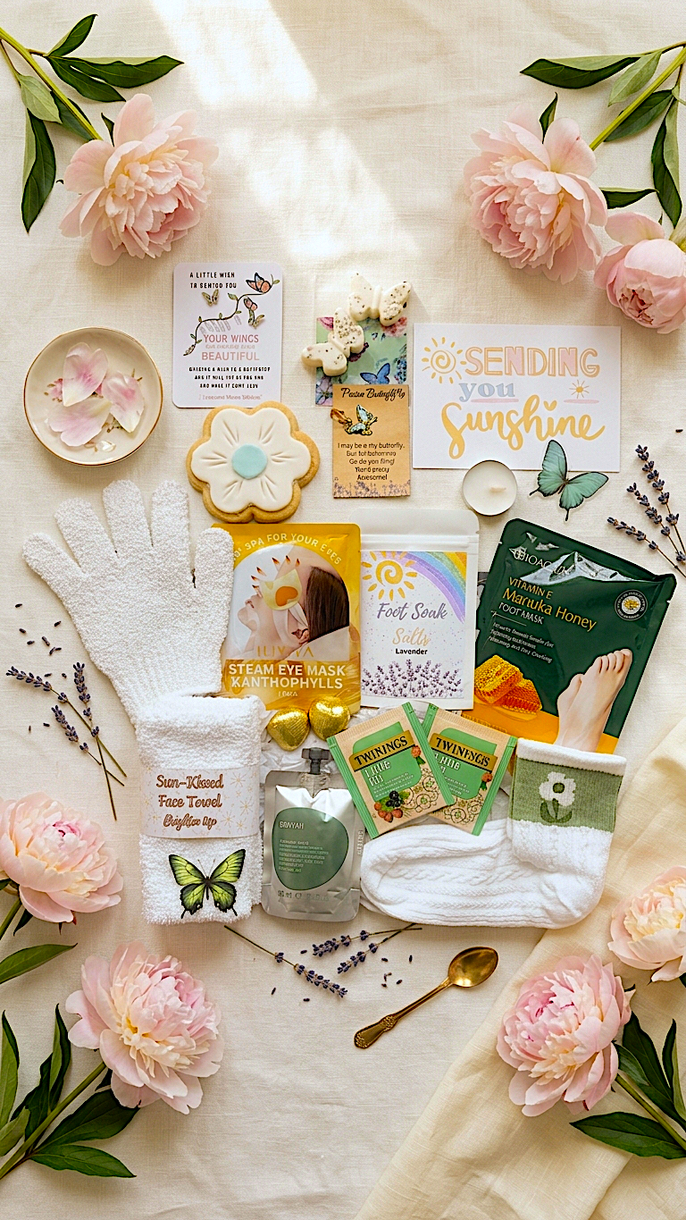 Summer Butterfly Hug in a Box – Pamper Hamper - Hygge Spa Gift - Pick Me Up - You Got This