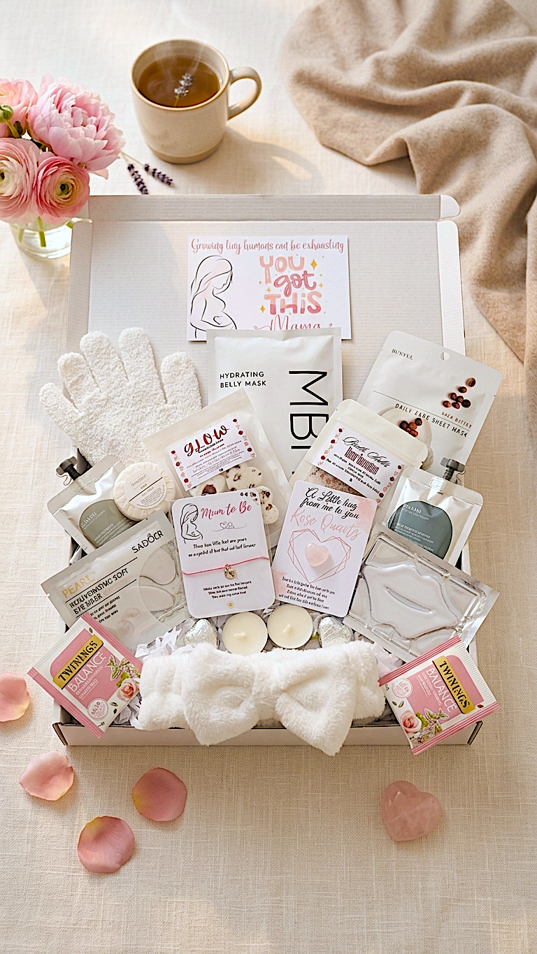 Luxury Pregnancy Spa Gift Box: Mum-to-Be Pamper Hamper with Belly Mask